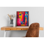 Tableau Tribal Pop encadré – Œuvre contemporaine originale sur papier