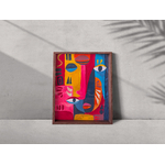 Tableau Tribal Pop encadré – Œuvre contemporaine originale sur papier