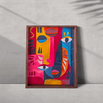 Tableau Tribal Pop encadré – Œuvre contemporaine originale sur papier