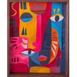 Tableau Tribal Pop encadré – Œuvre contemporaine originale sur papier