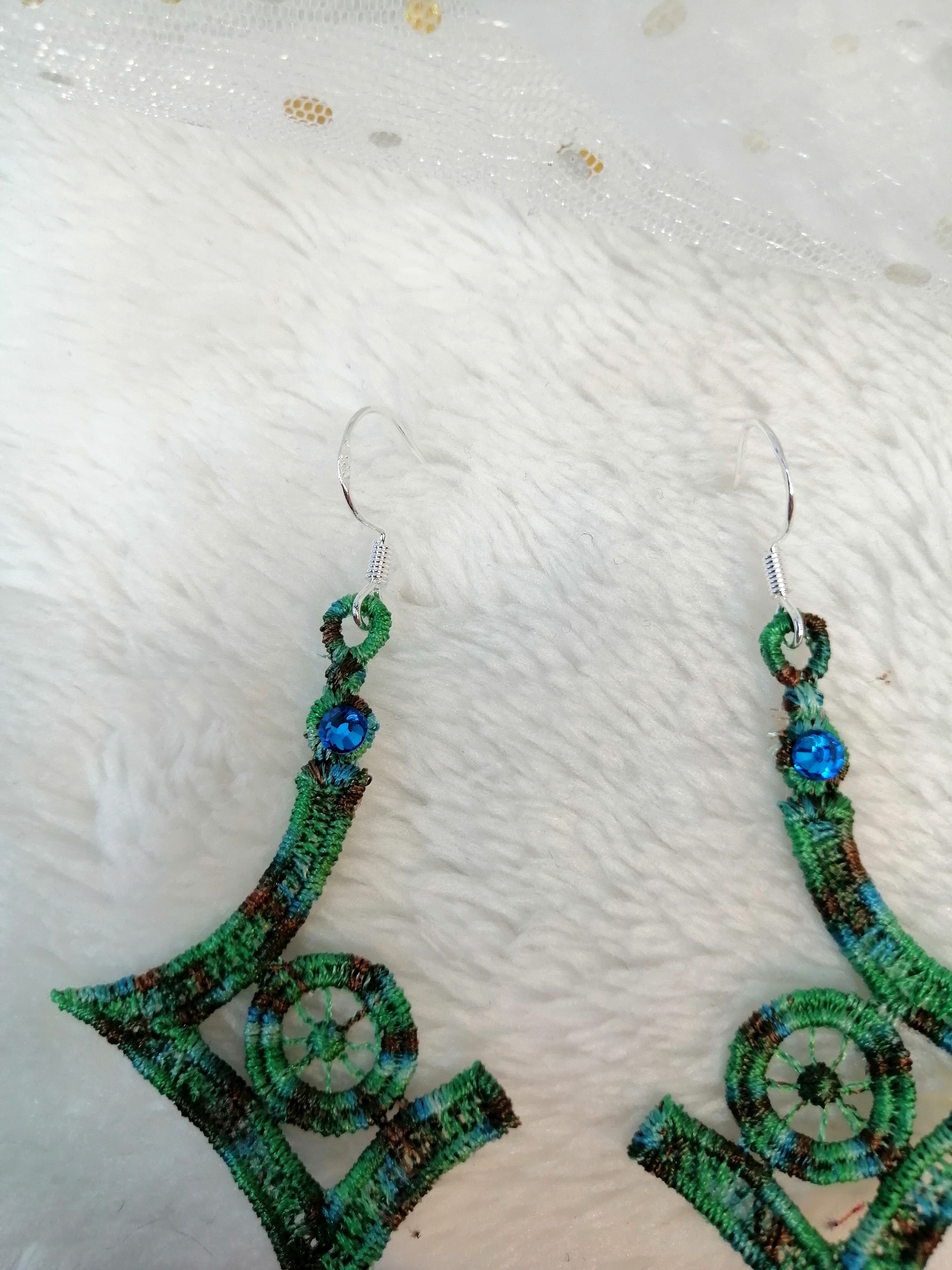 boucles oreilles géométriques vertes 3