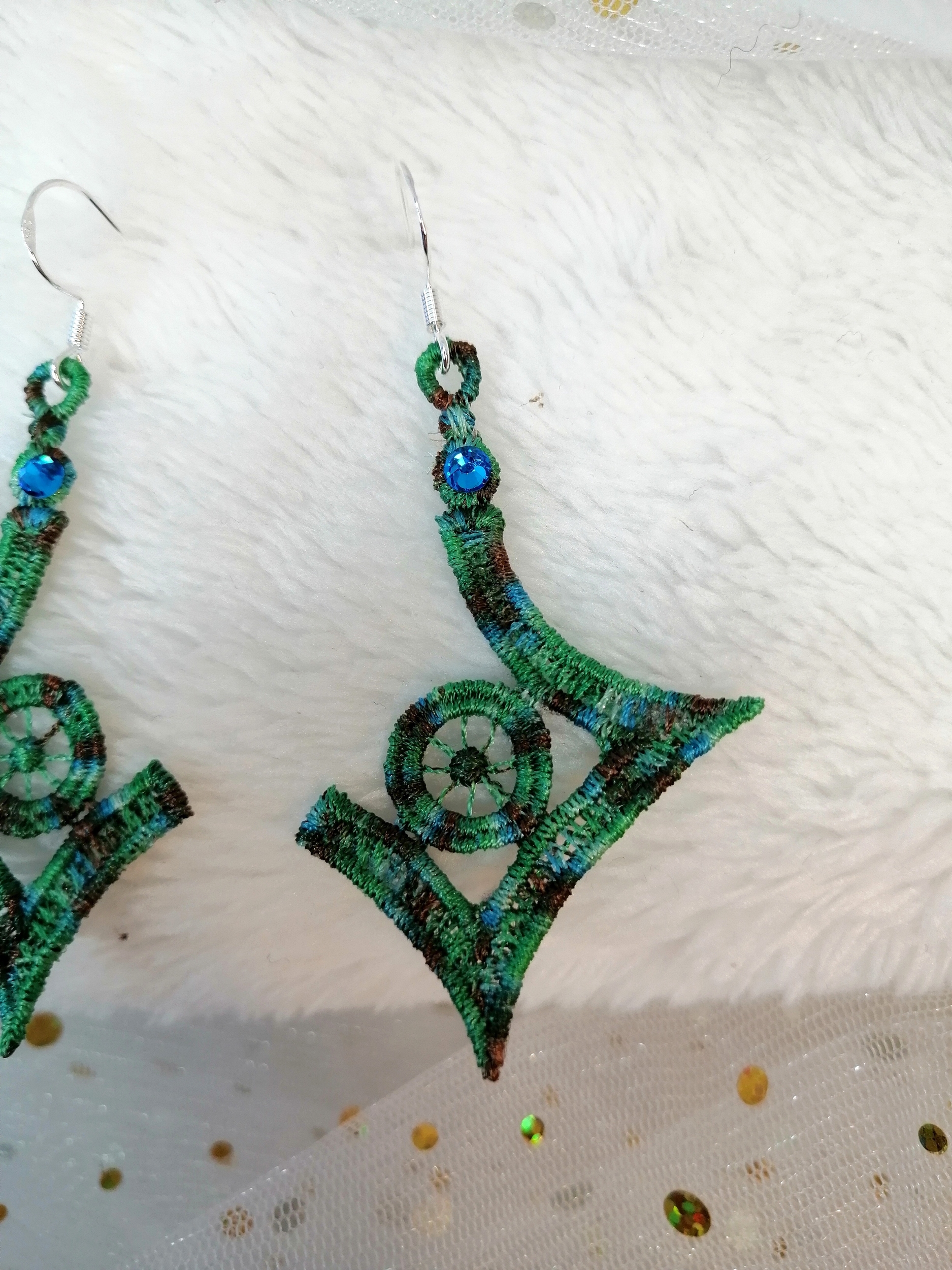 boucles oreilles géométriques vertes 4