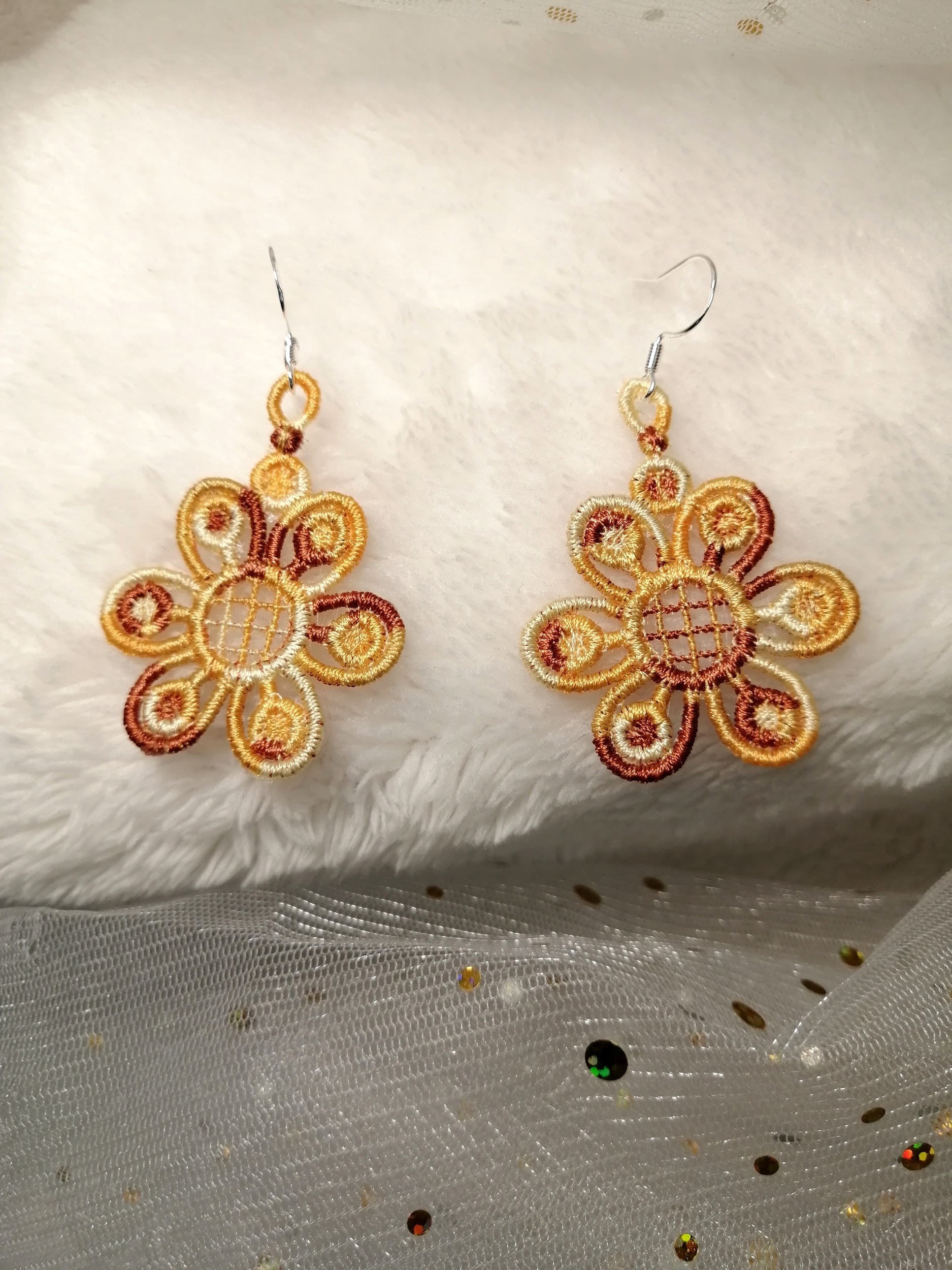 boucles oreilles fleurs jaune 1