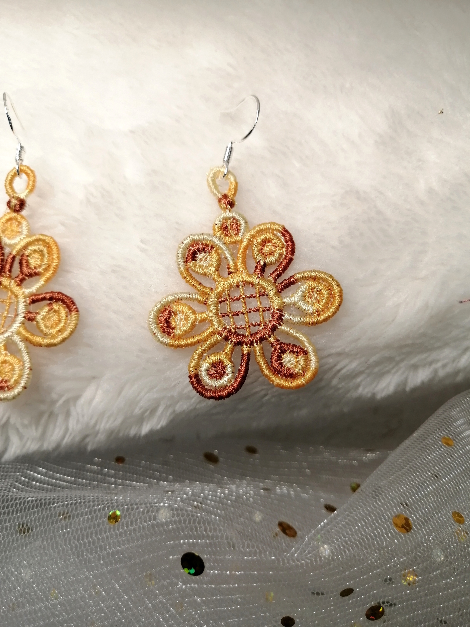 boucles oreilles fleurs jaune 2