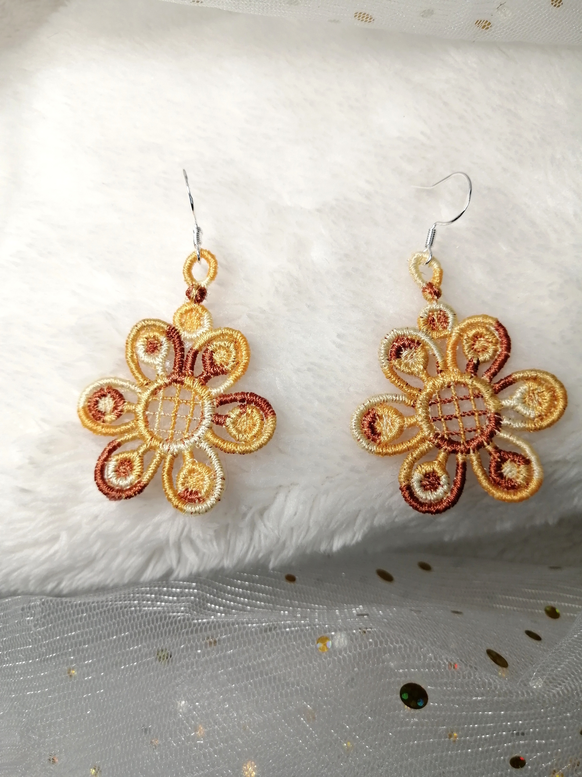 boucles oreilles fleurs jaune 3