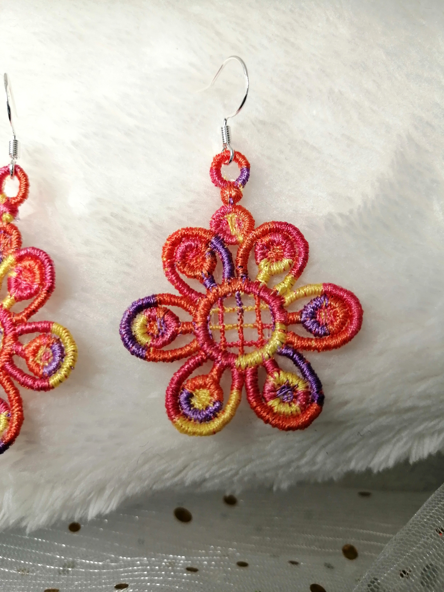 boucles oreilles fleurs orange 1