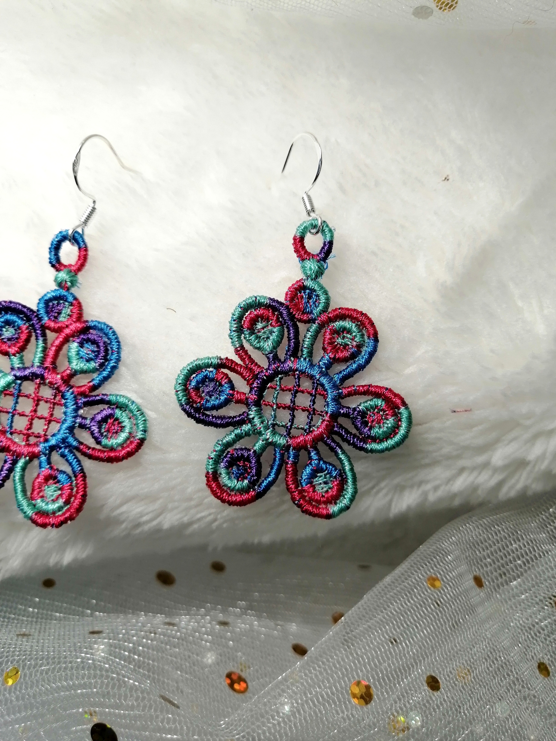 boucles oreilles fleurs bleu 1