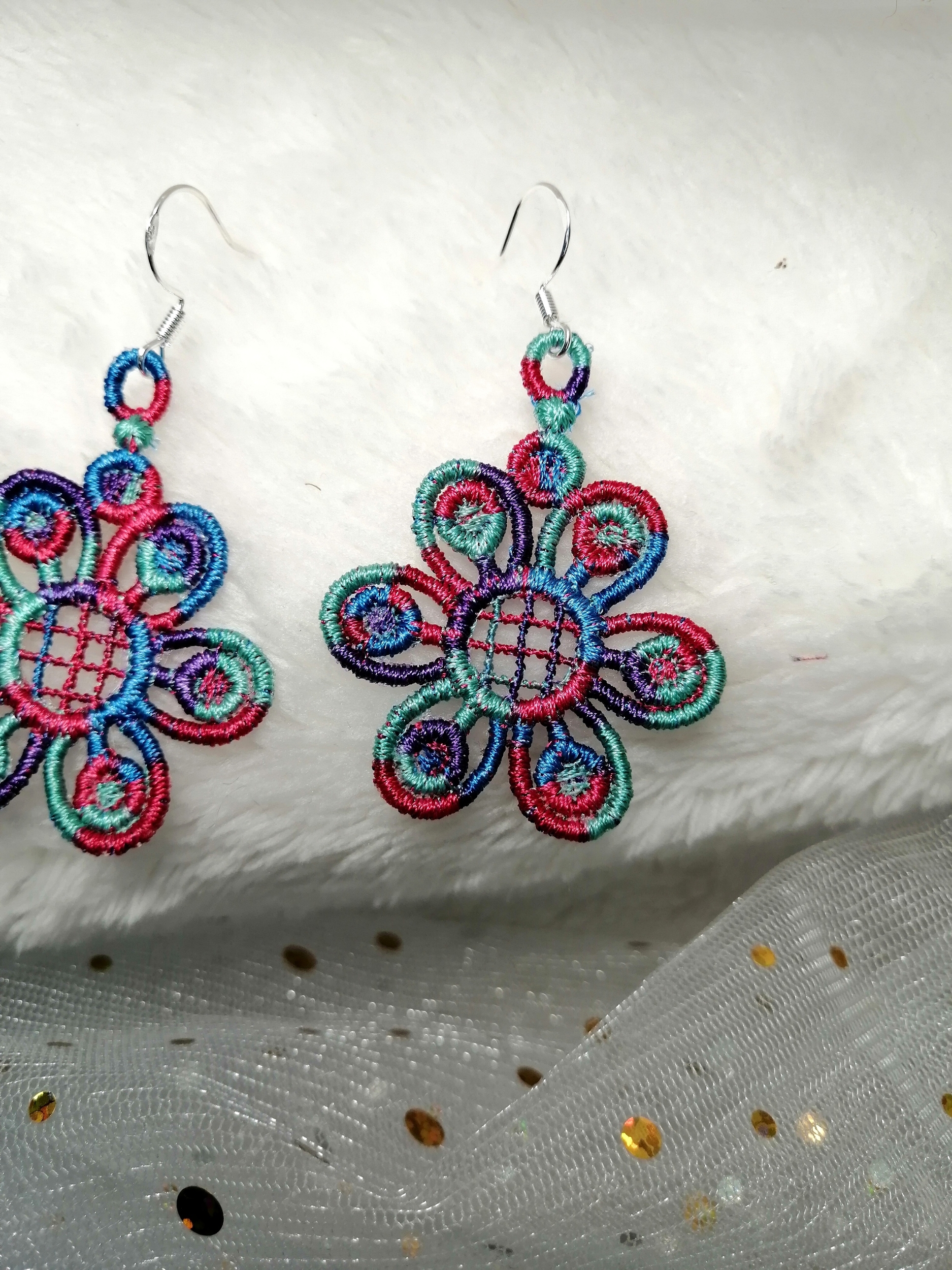 boucles oreilles fleurs bleu 2