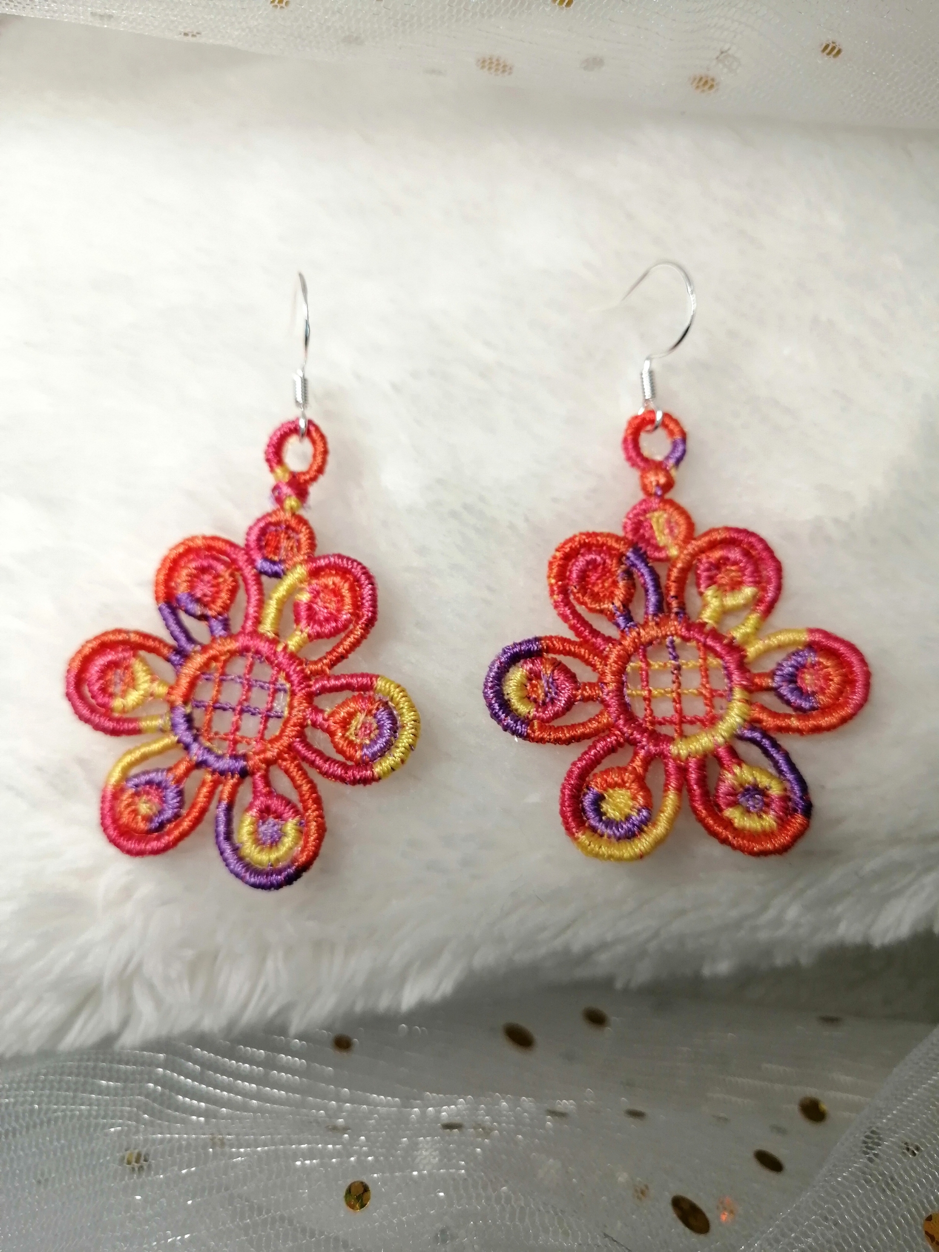 boucles oreilles fleurs orange 2