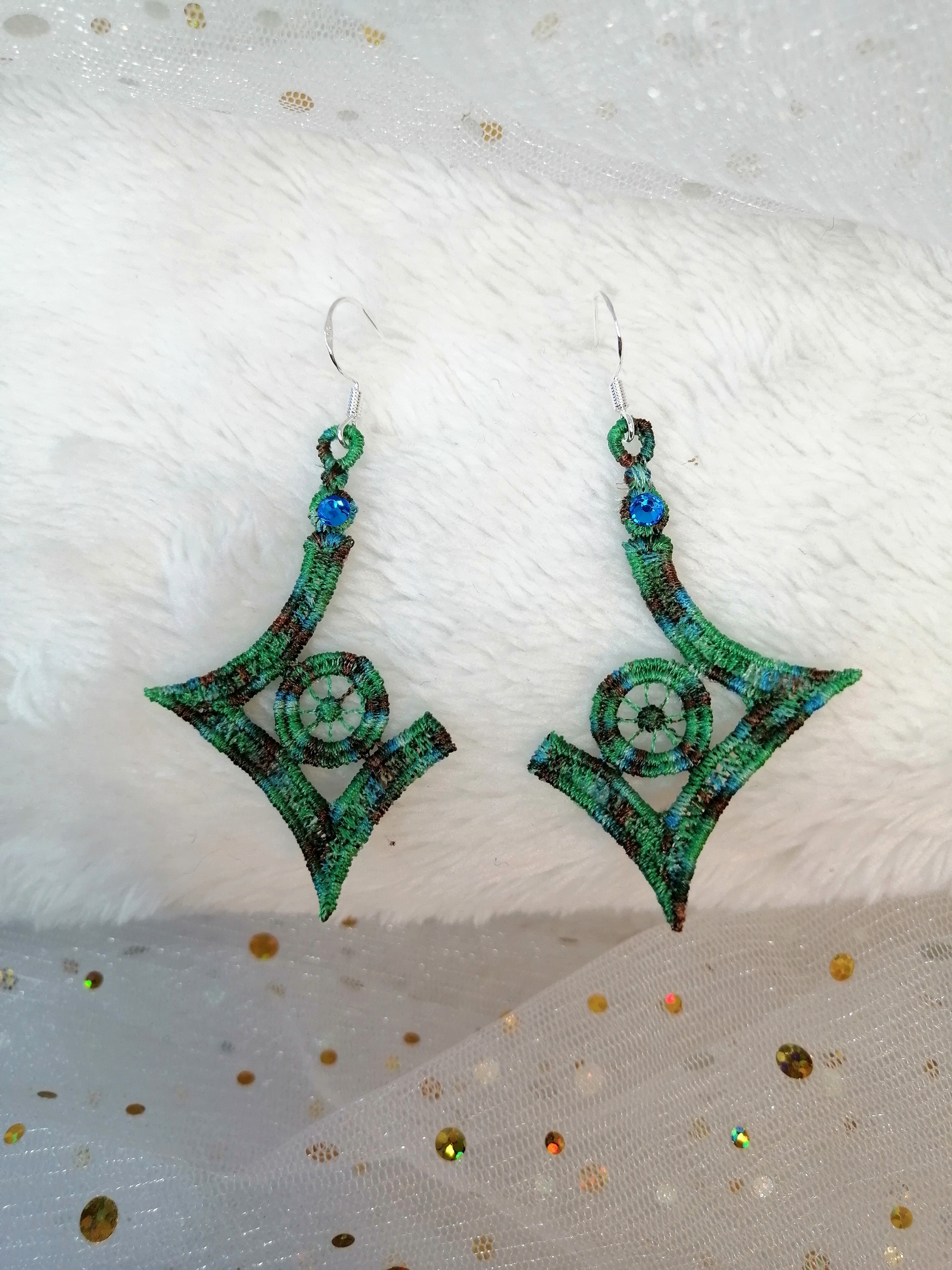 boucles oreilles geometriques vertes 5