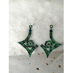 boucles oreilles géométriques vertes 1