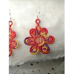 boucles oreilles fleurs orange 1