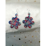 Boucles oreilles fleurs bleu 3