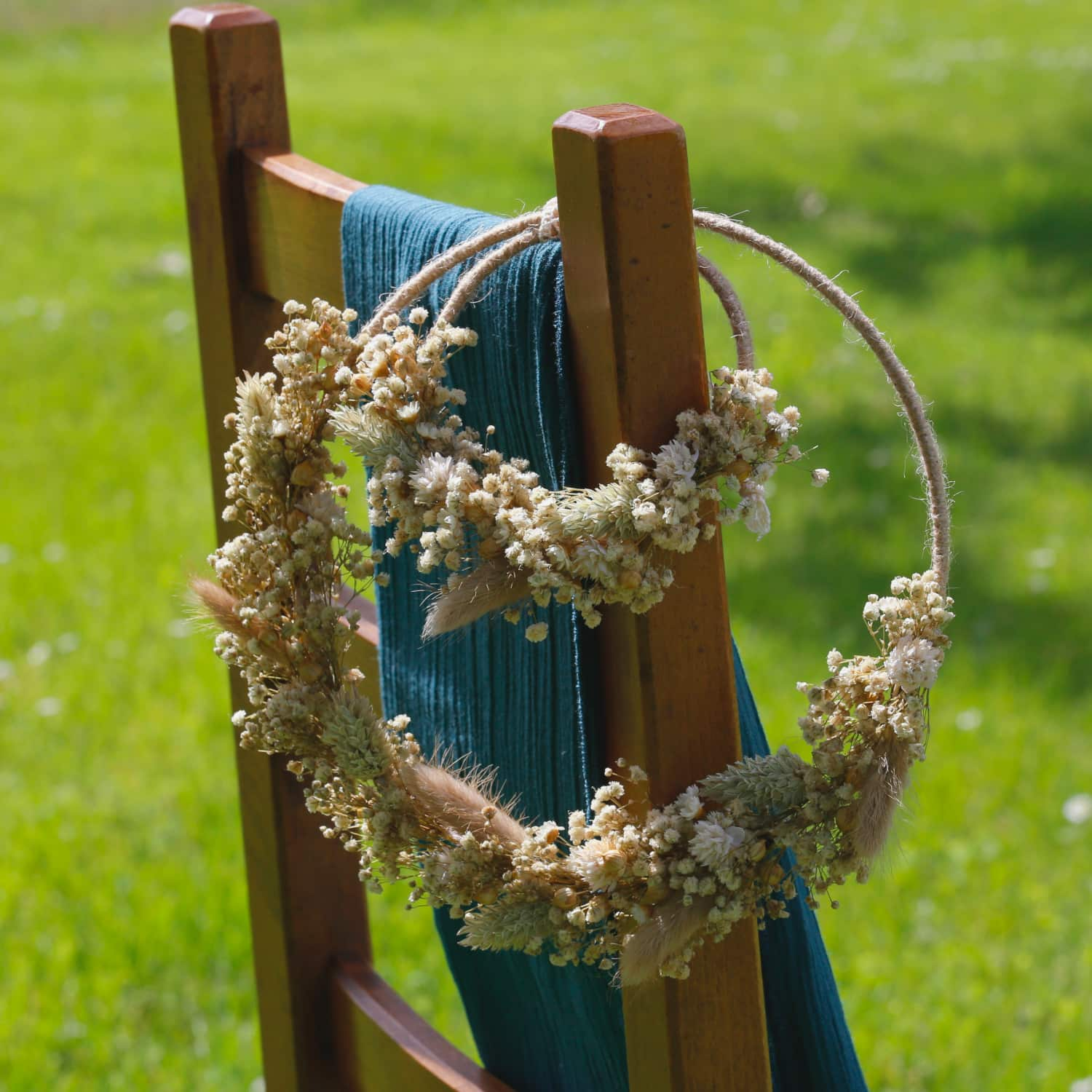 Couronne de fleurs séchées et synthétiques - Lady Corner