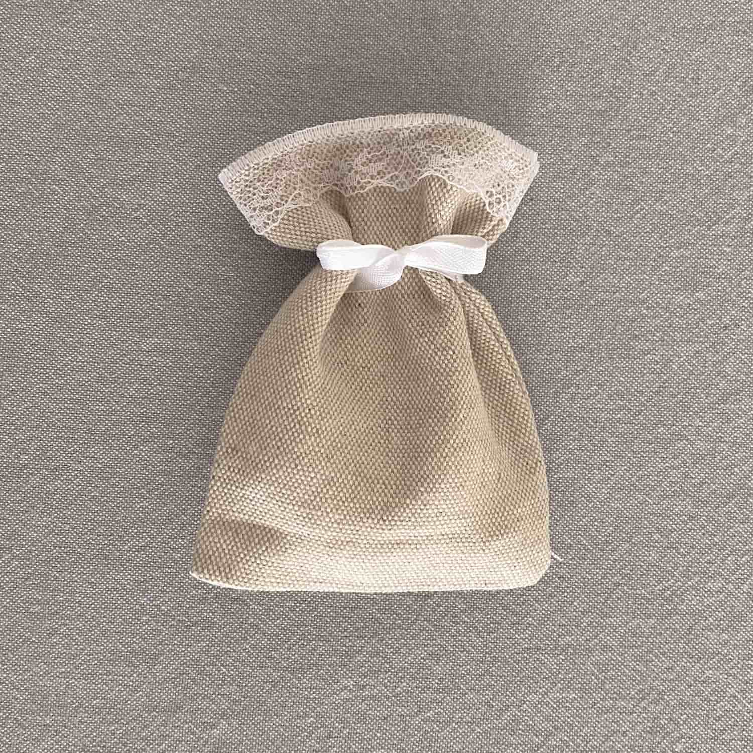 Sachet en Tissu/Sachet en Lin Blanc Cassé 10x13cm - 6 pces