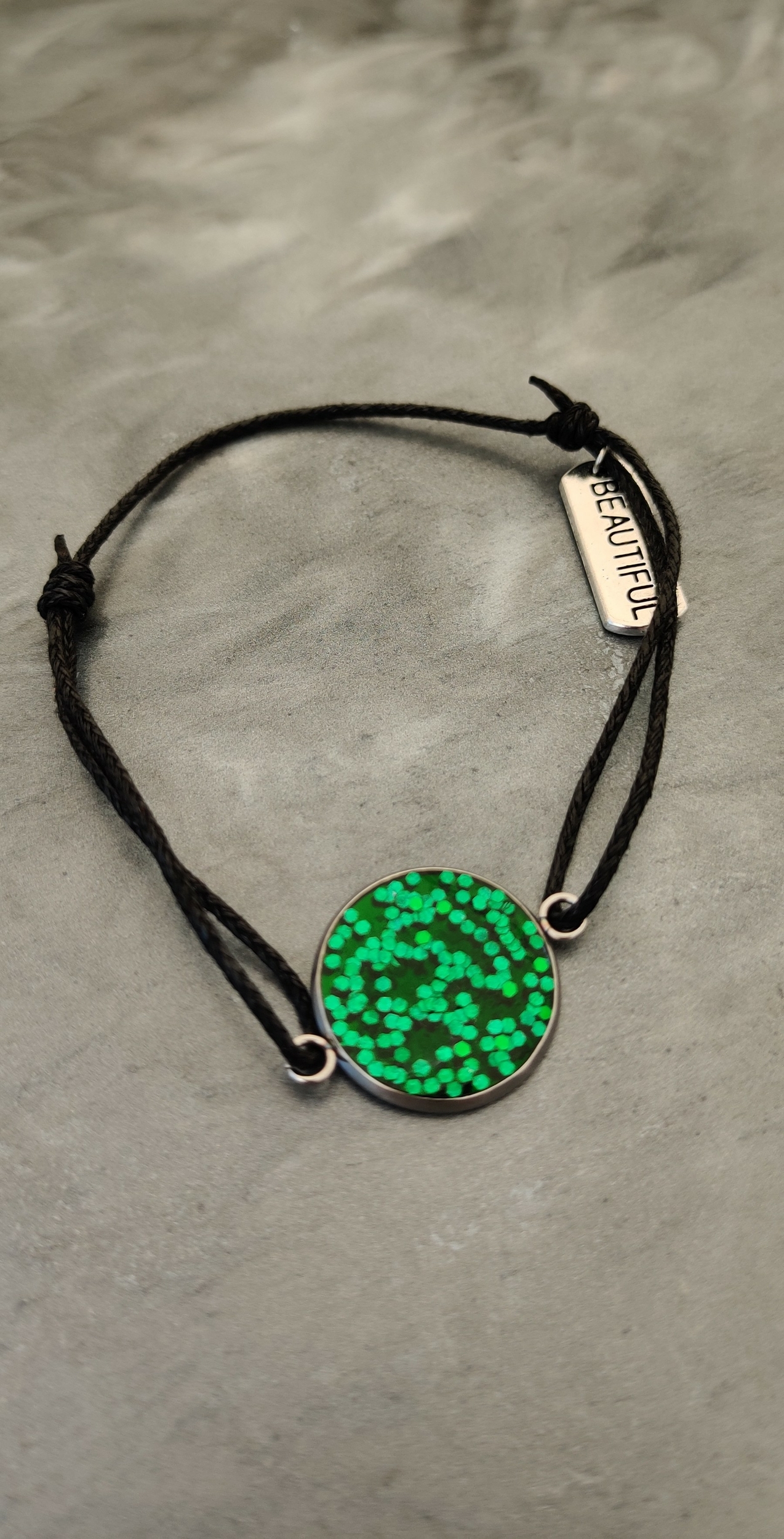 Bracelet Stella vert paillettes
