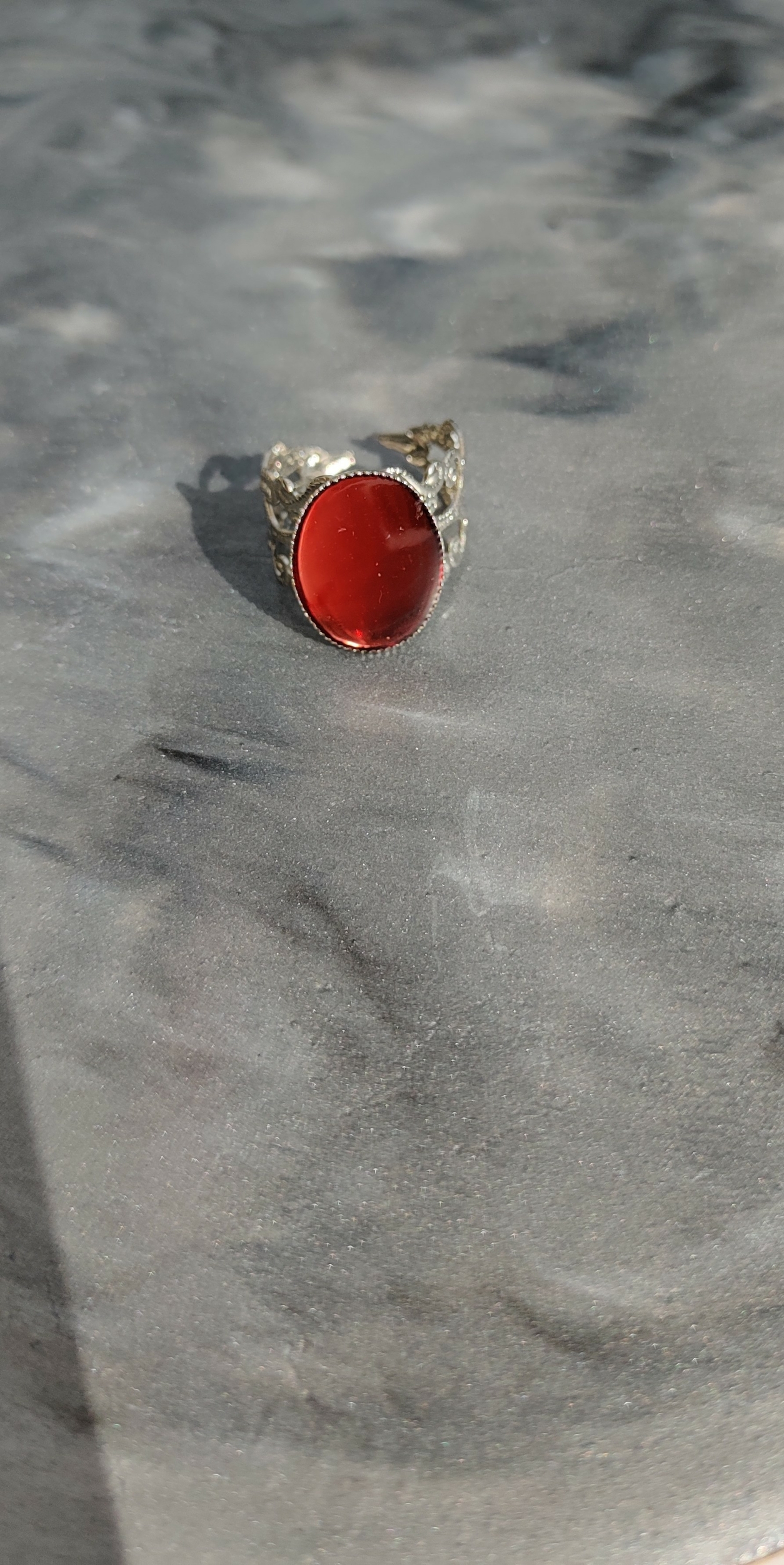 Bague jade silver rouge