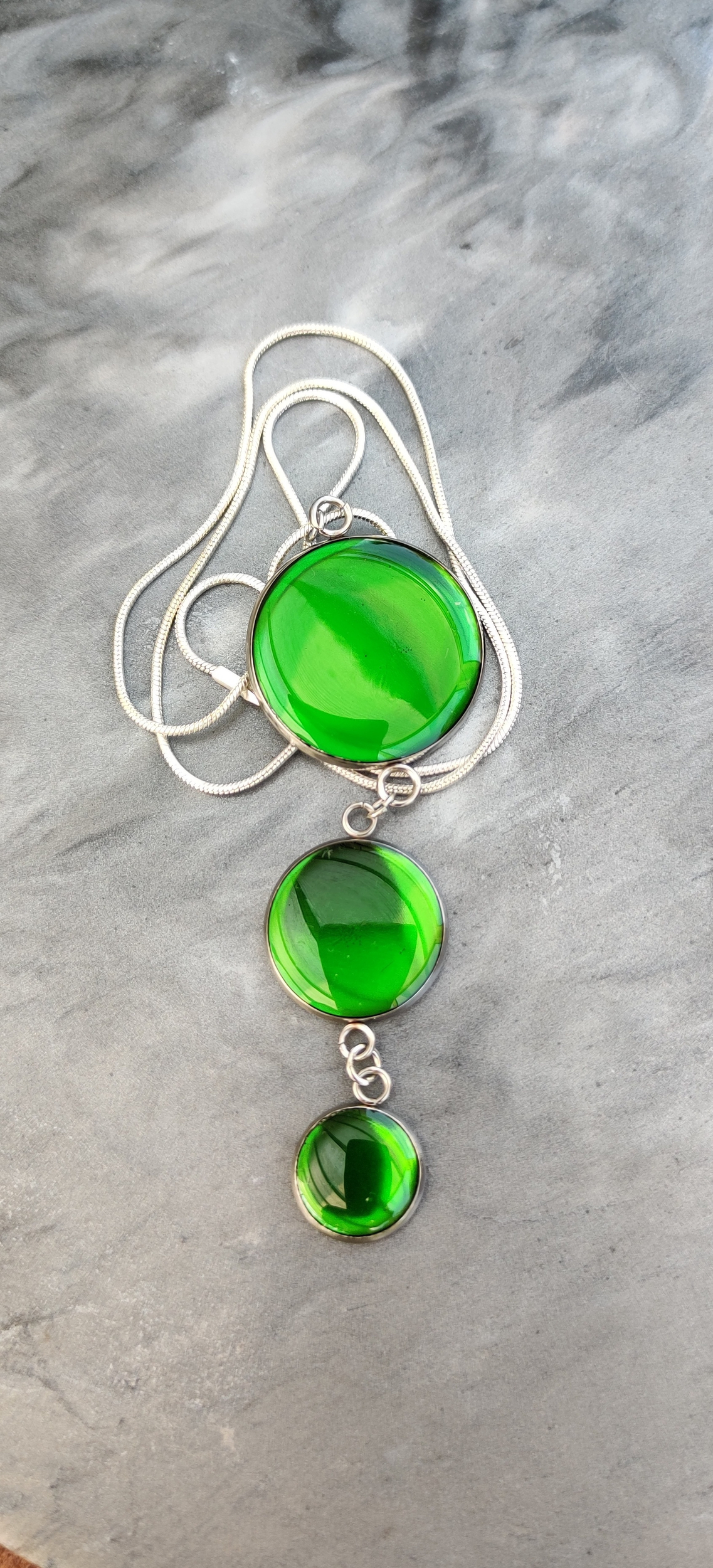 Collier Trio vert transparent