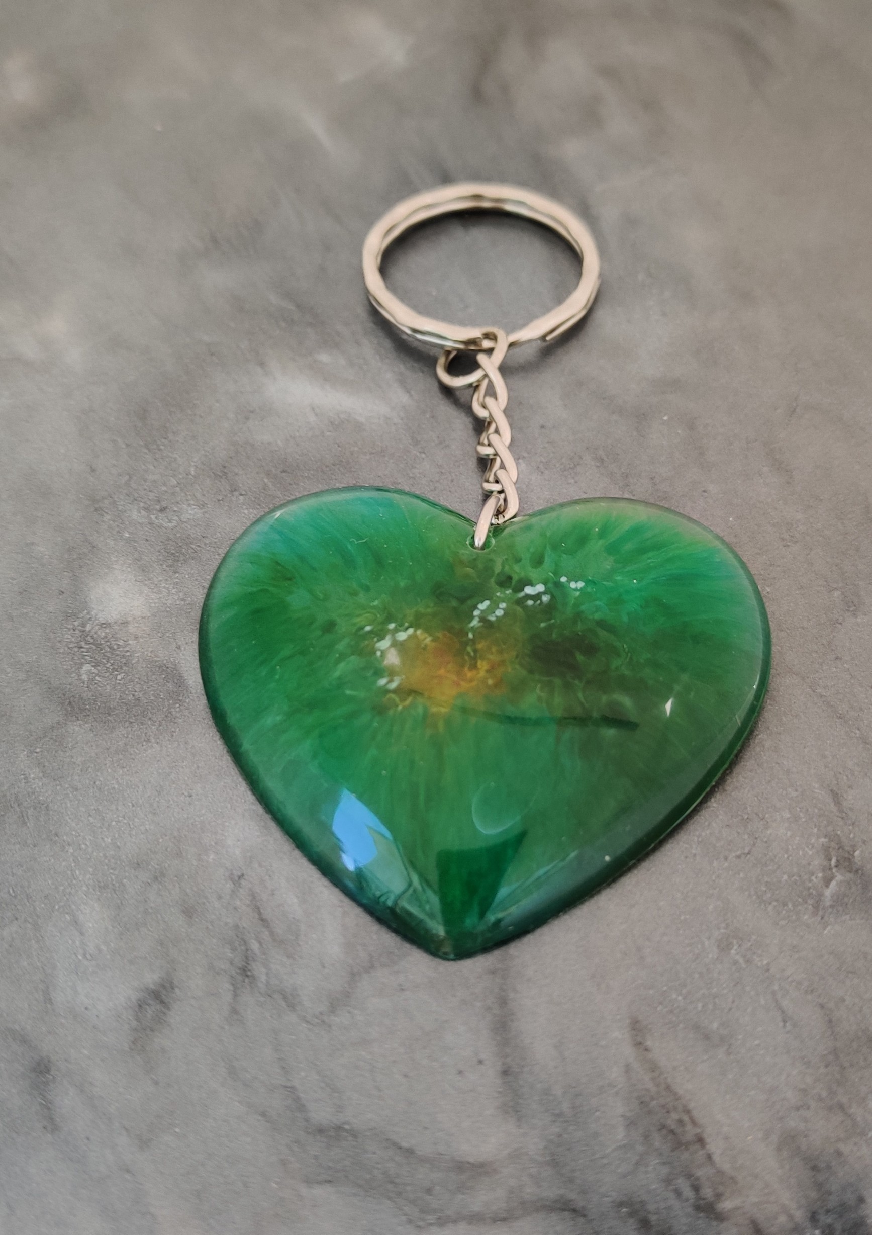Porte cles silver coeur vert