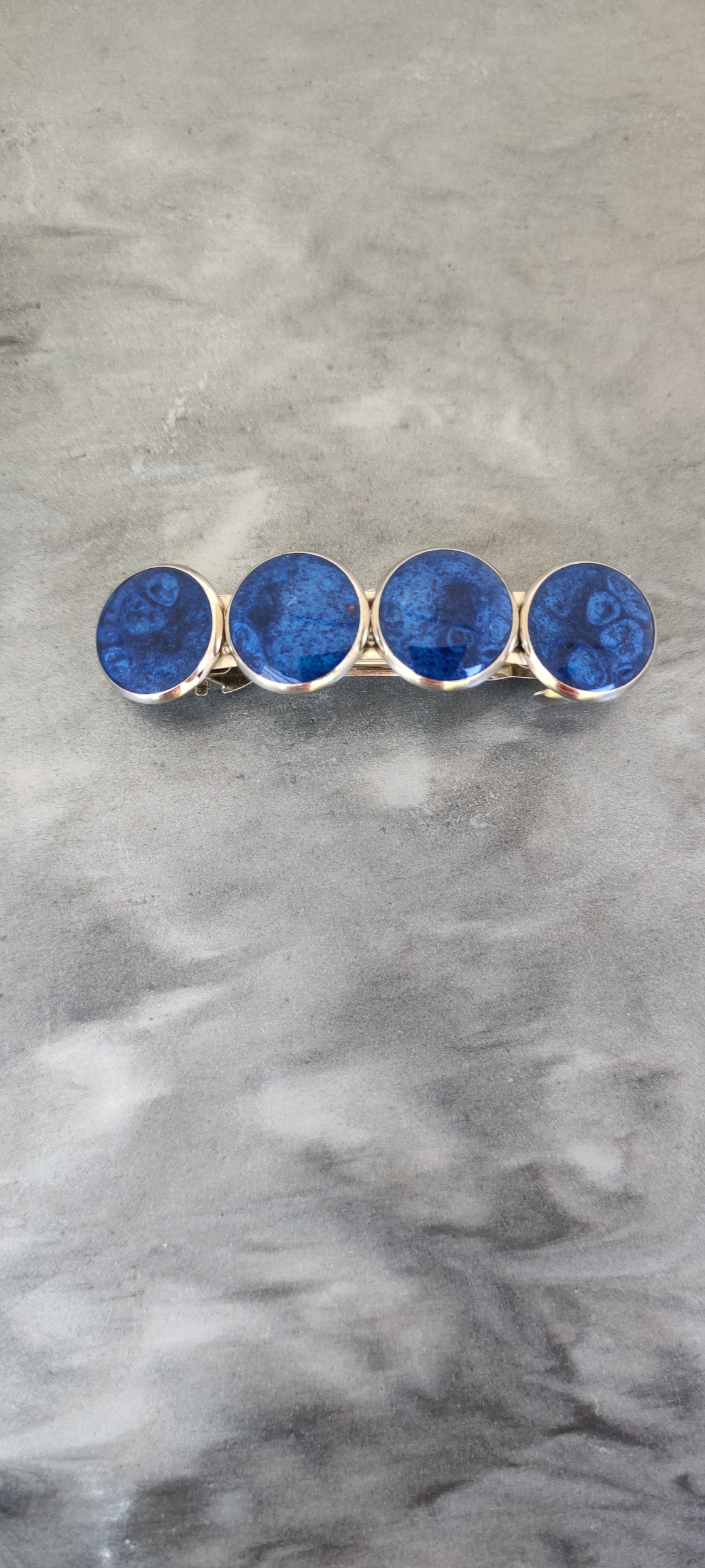 Barette 5 cabochons bleu