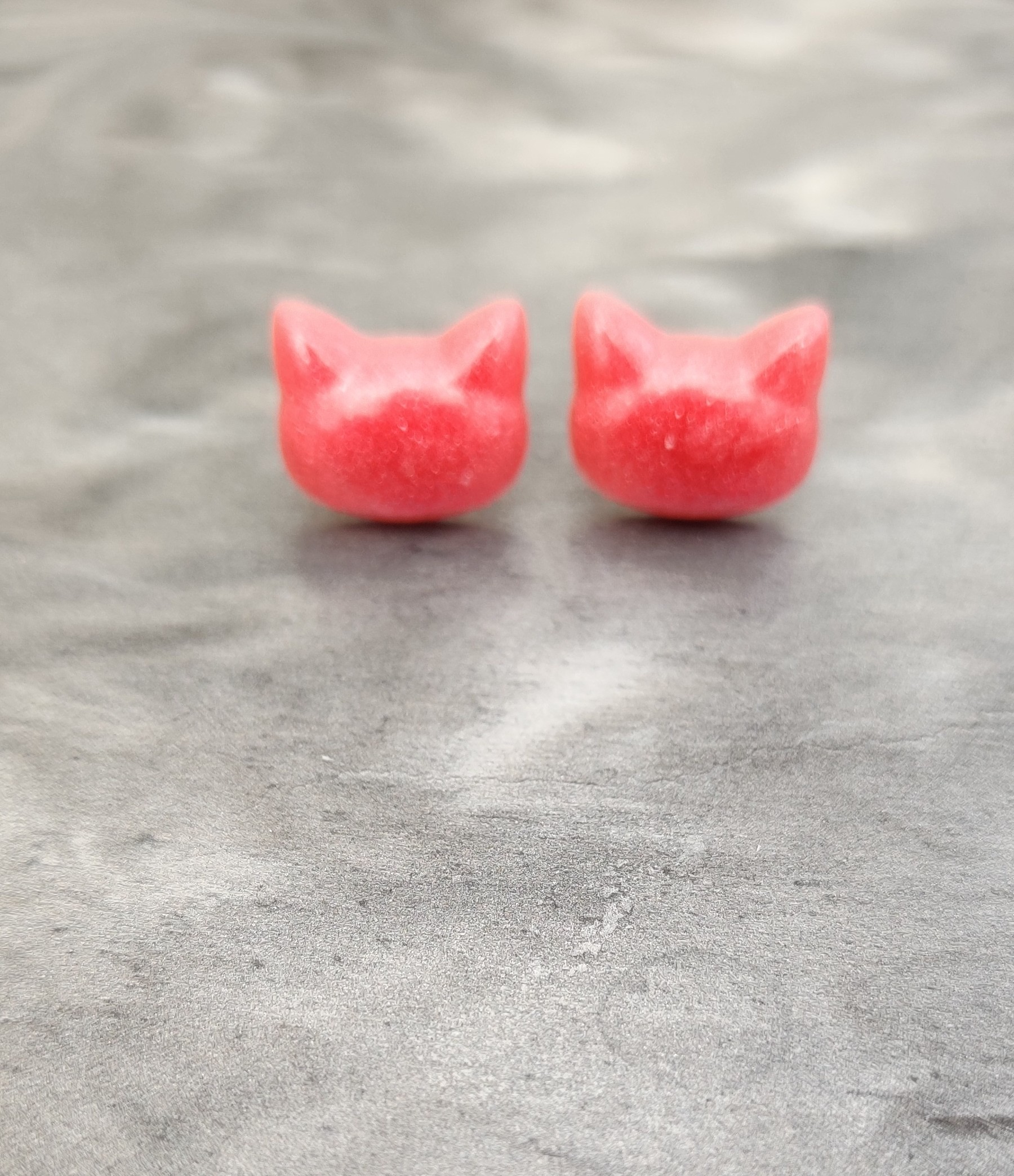 Boucle doreilles kitty tete rose