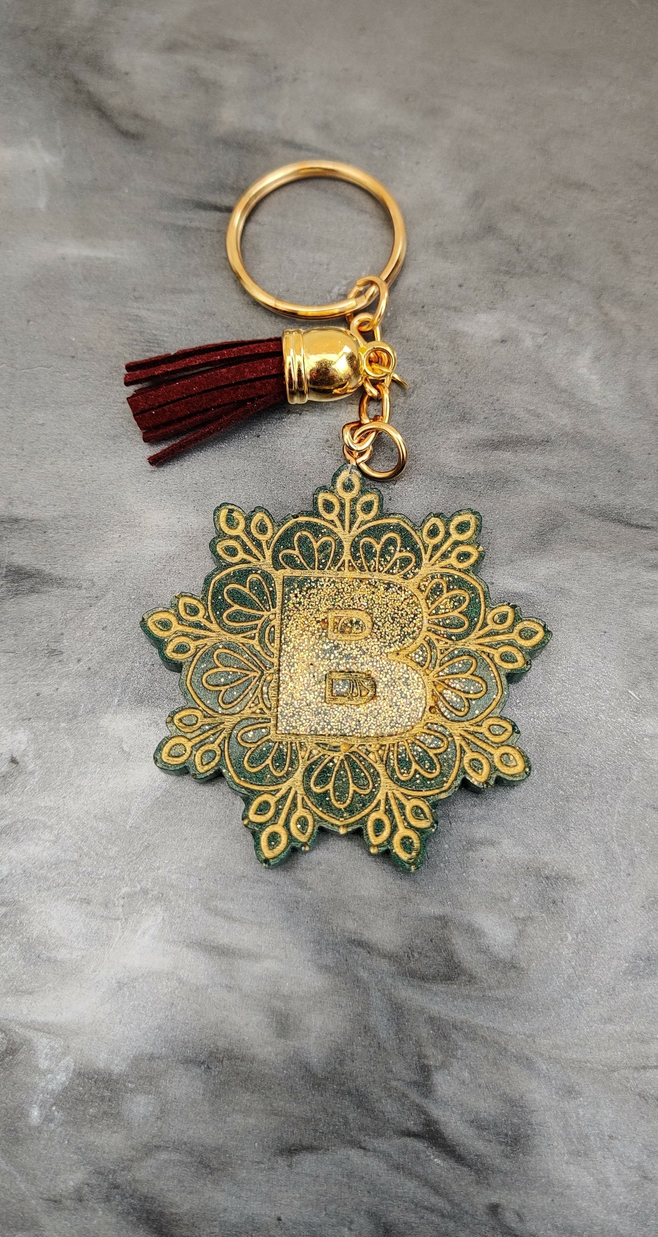 porte cle mandala gold vert B