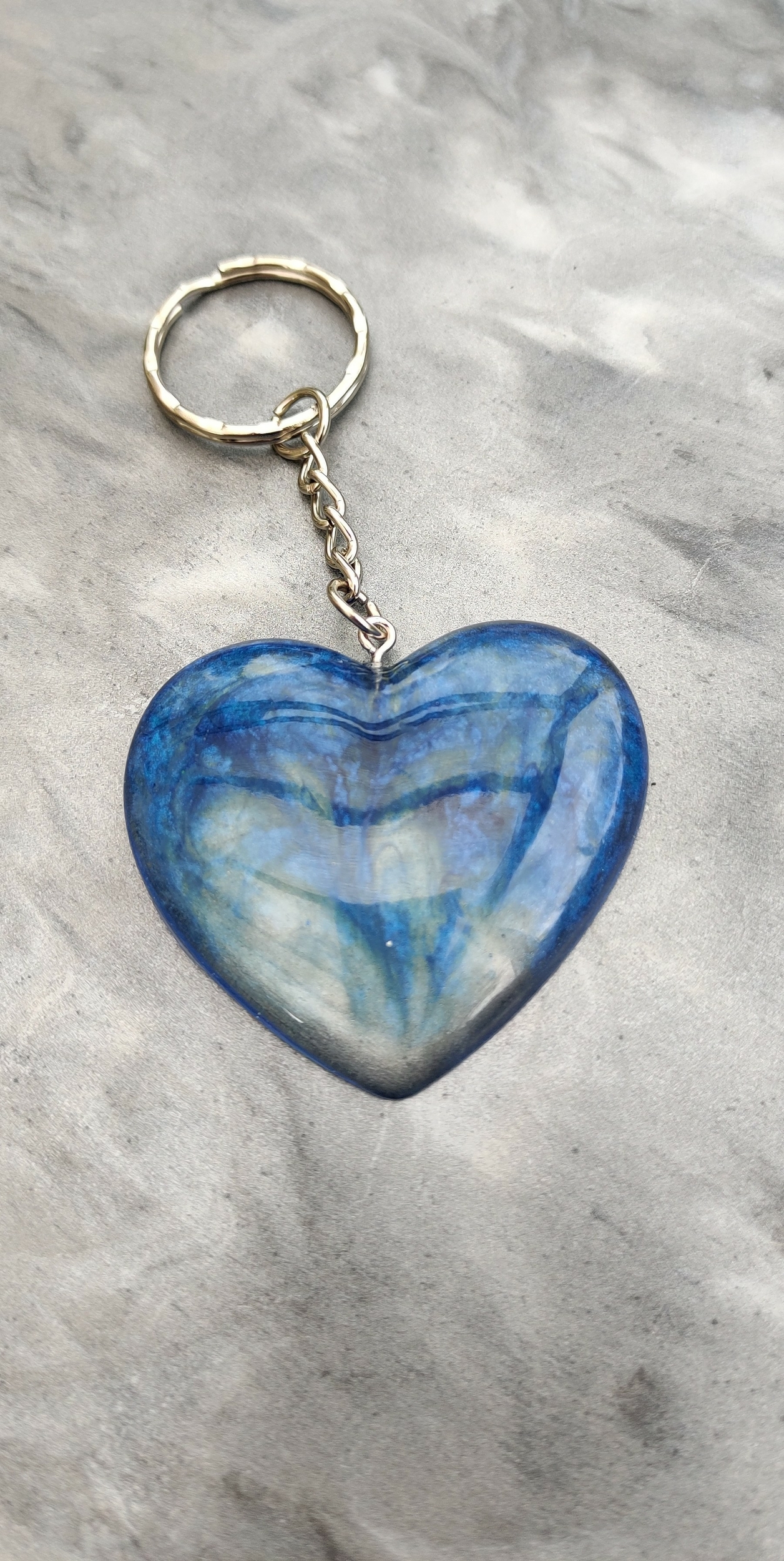 Porte cles silver coeur bleu