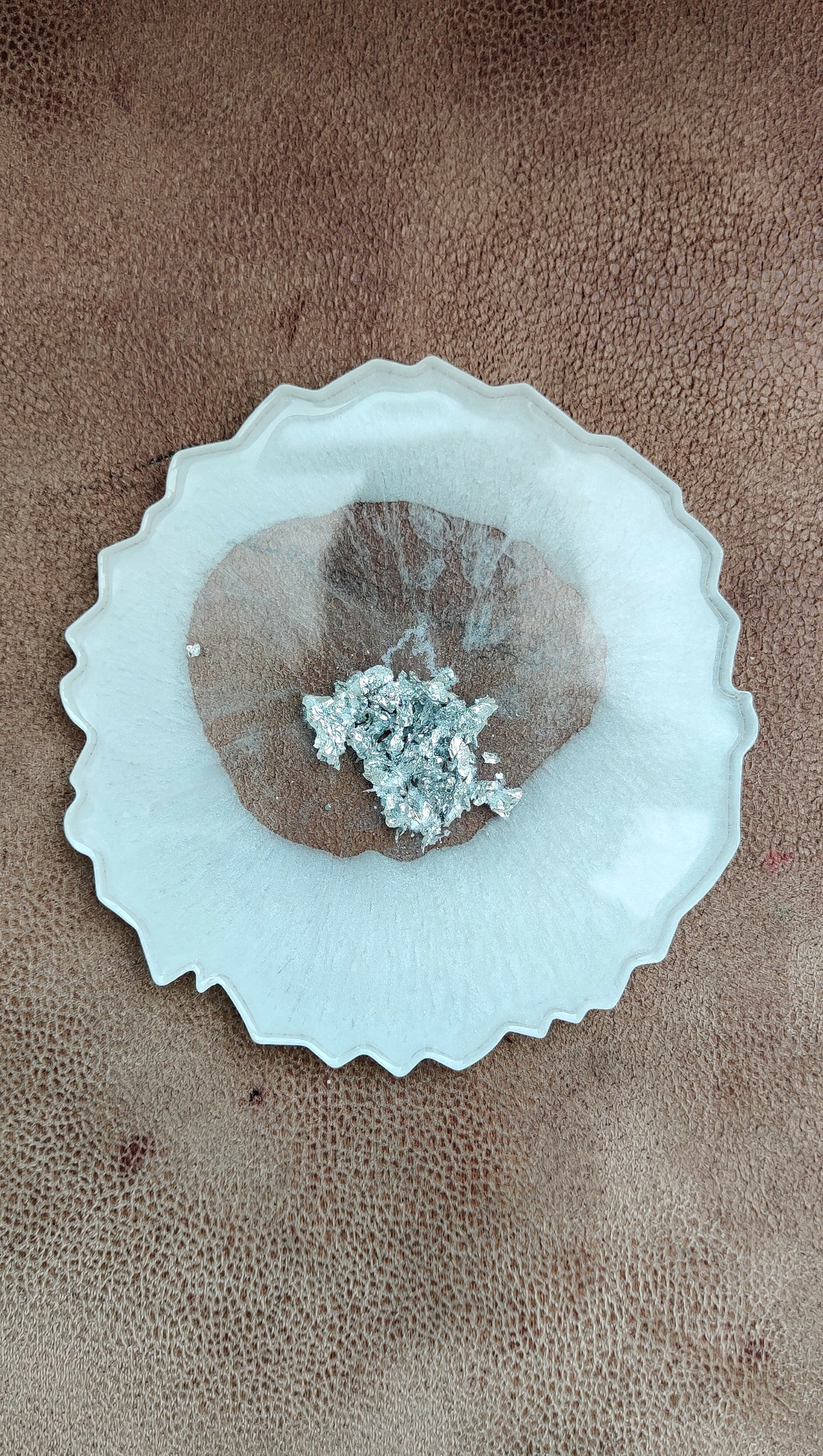 Dessous de verre Luna blanc et argent