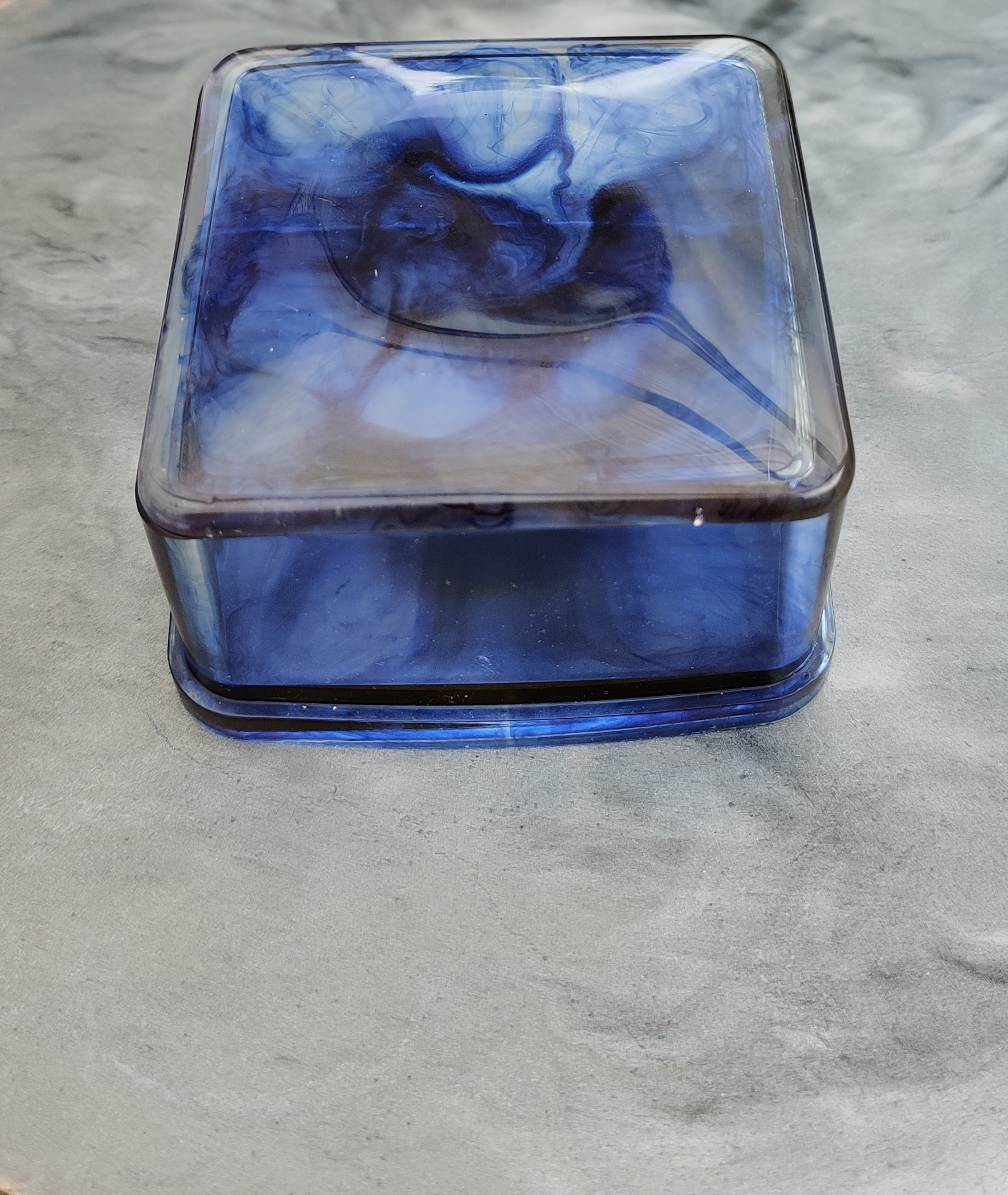 Boite à bijoux Carré bleu transparent