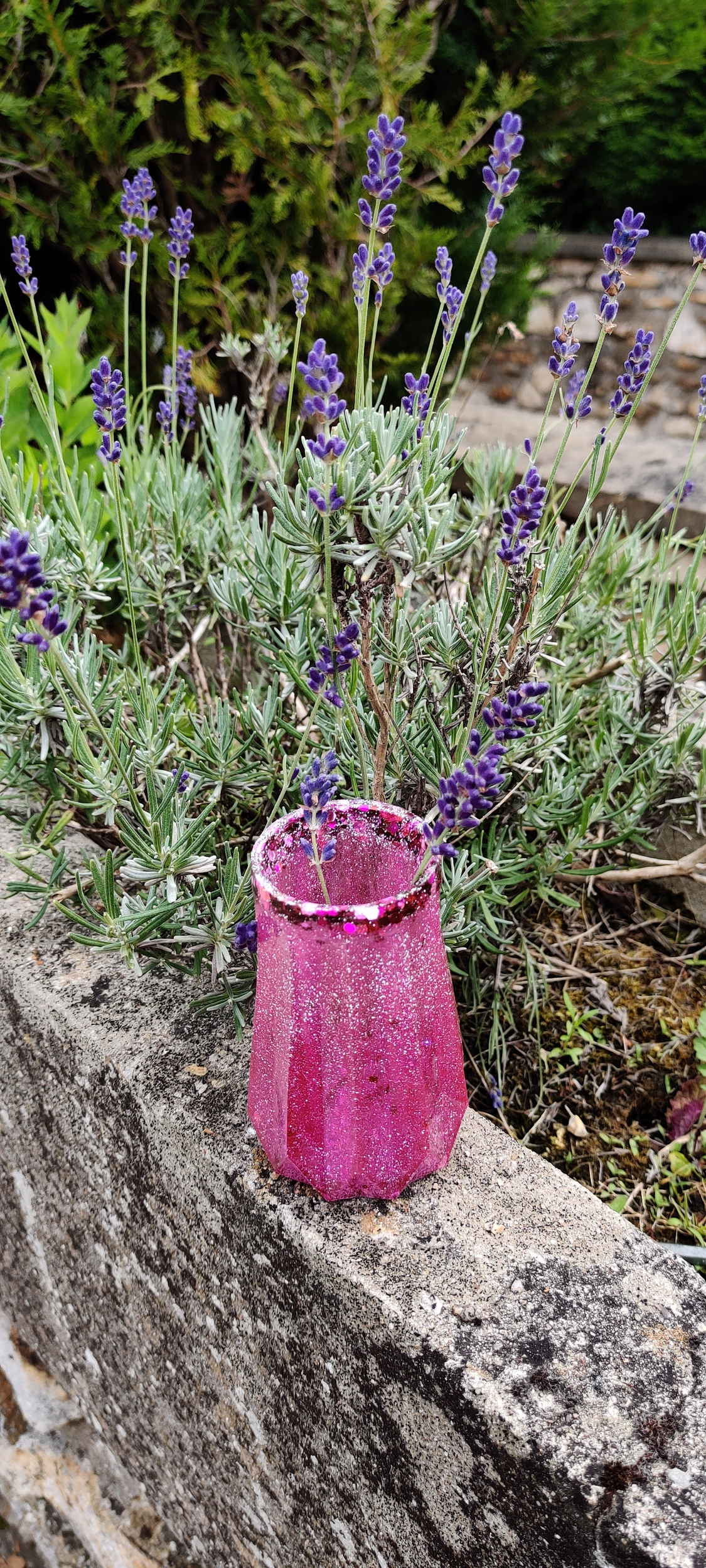 Mini vase 1 rose paillettes