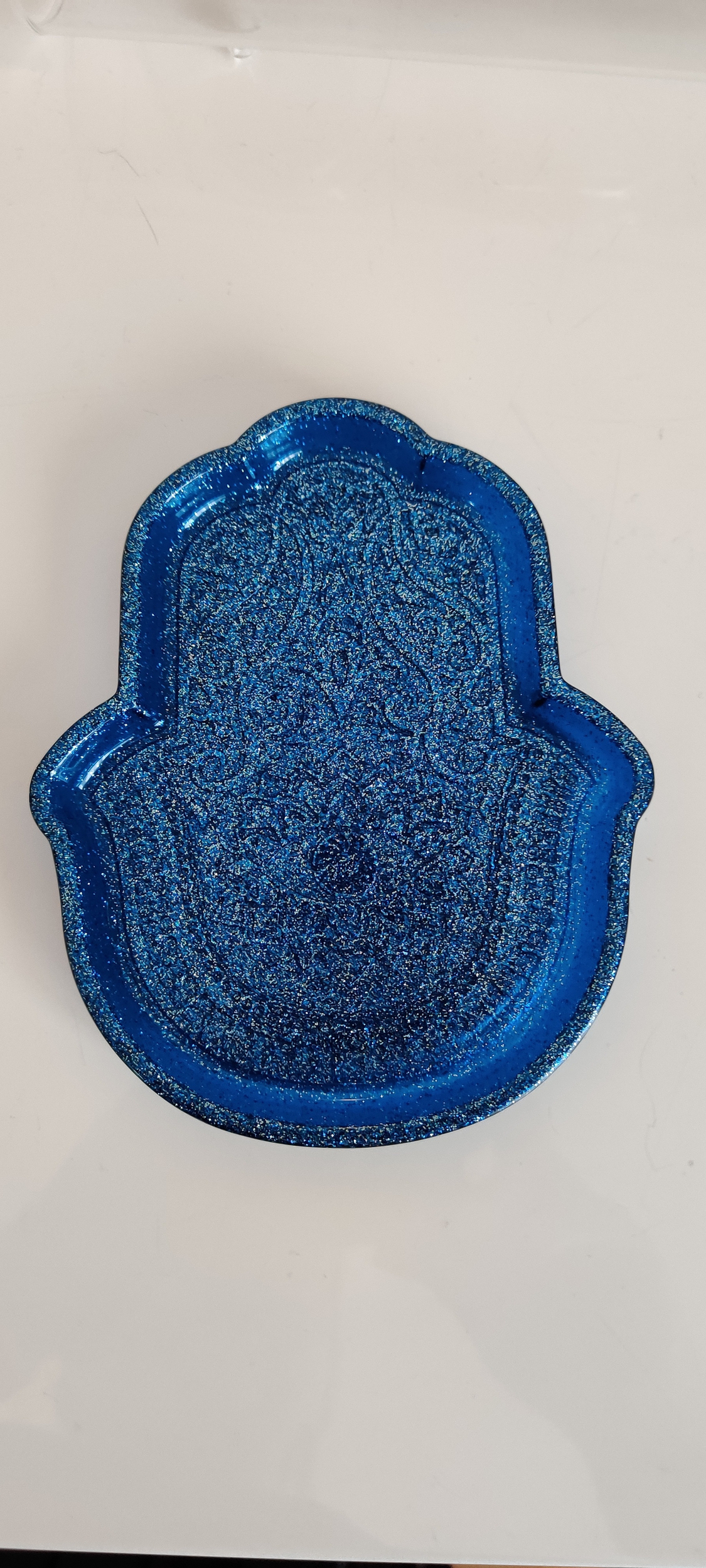 vide poche hamsa bleu paillettes