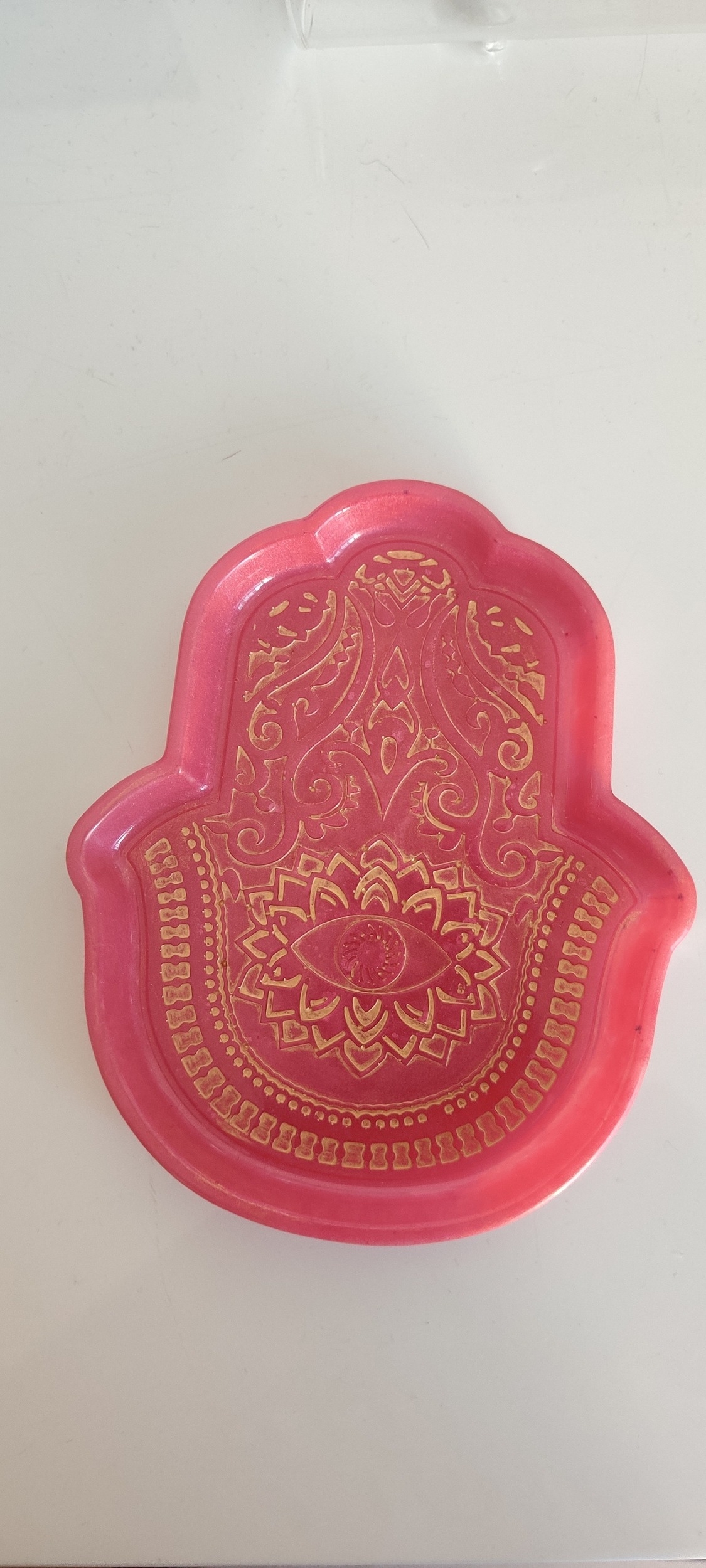 Vide poche hamsa rose et or