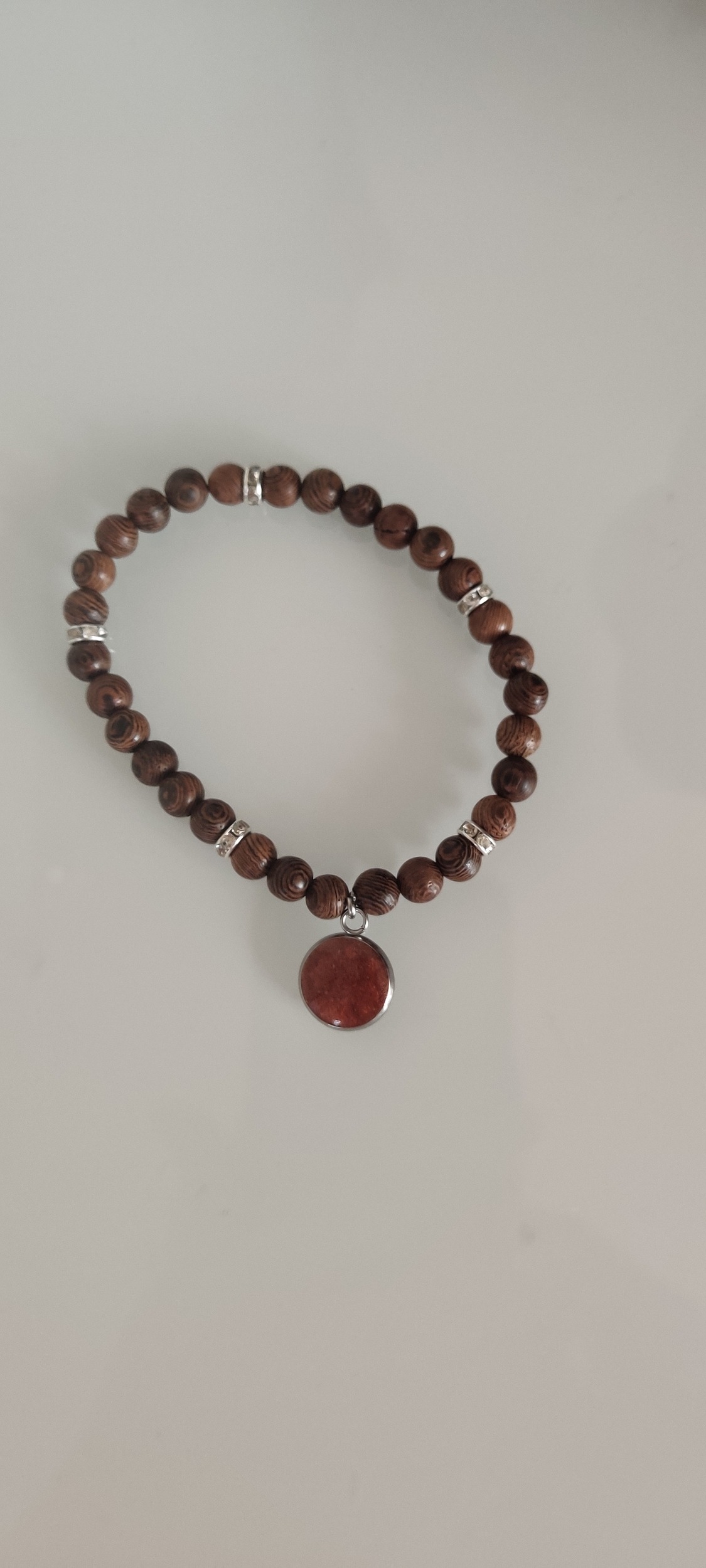 bracelet perles bois marron