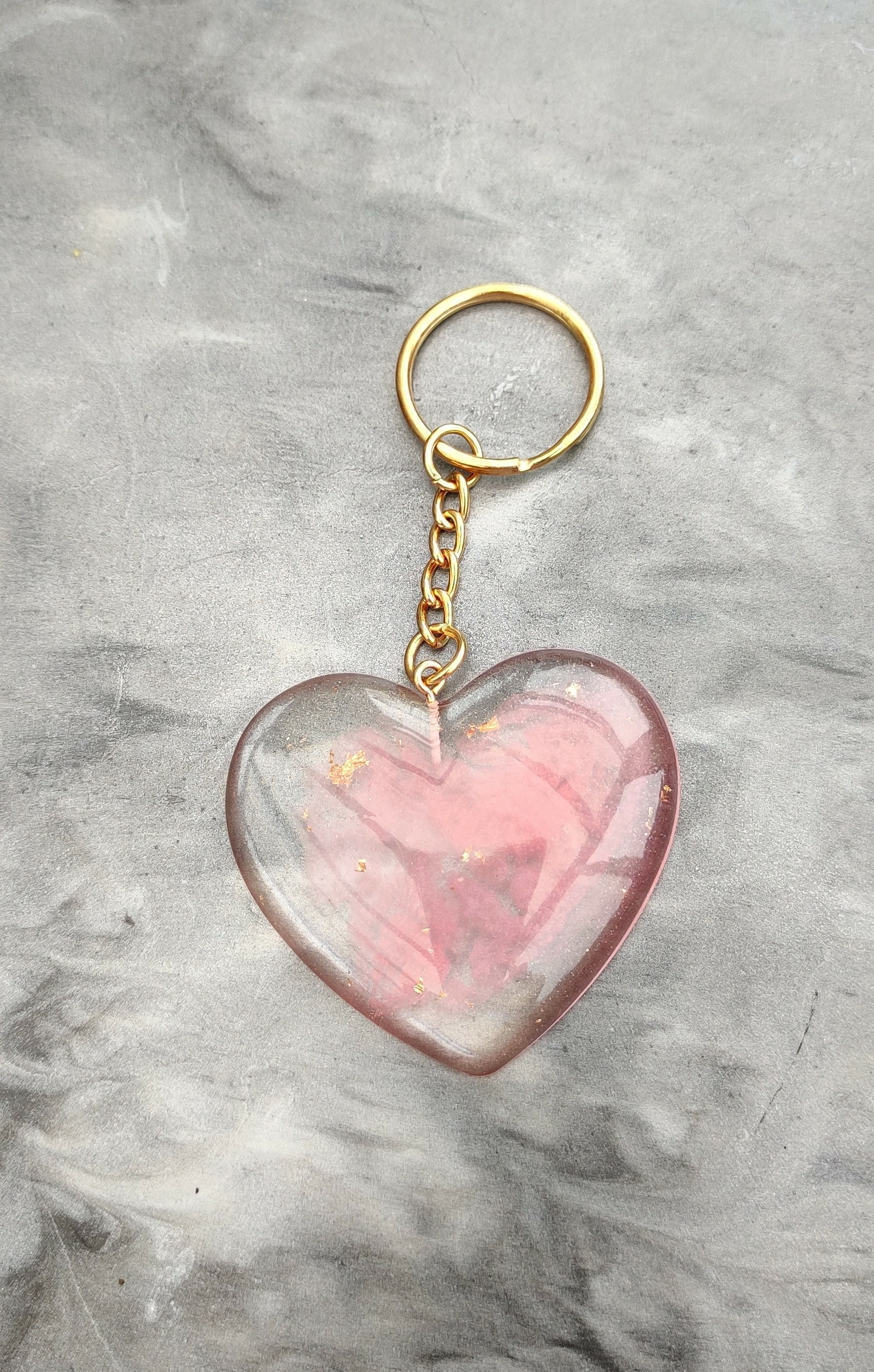 porte cles gold rose et transparent
