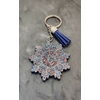 Porte cles silver mandala bleu