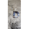 Porte cle silver lettre D bleu