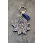 Porte cles silver mandala bleu