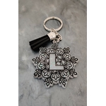 Porte cles silver mandala noir