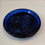 Coupelle ronde ronde bleu transparent et paillettes