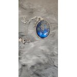 Collier Camelia bleu et argent