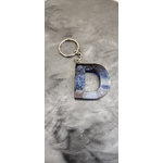 Porte cle silver lettre D bleu