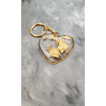 Porte cles gold coeur transparent