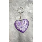 Porte cles silver coeur violet et blanc