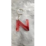 Porte cles silver lettre N rouge
