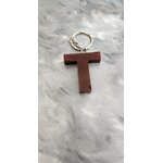 Porte cles silver lettre T bordeaux