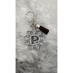Porte cles mandala silver noir P