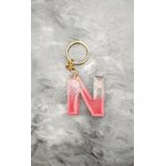 Porte cle lettre gold rose et transparent N