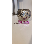 Porte cles mom rose paillettes