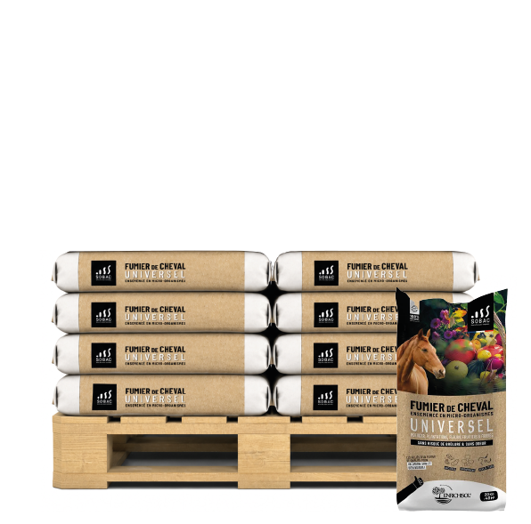 Fumier de cheval universel SOBAC -   Palette de 24 sacs de 20 kg (480 KG)
