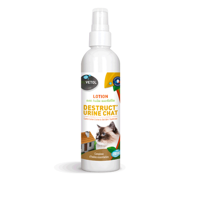 Lotion spray destructeur d'odeur d'urine de chats